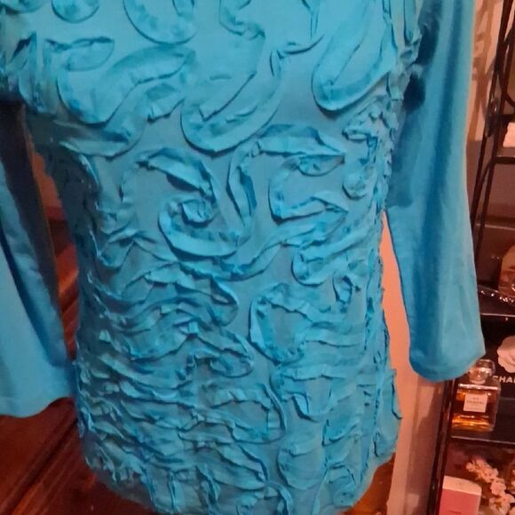 NWT Cable & Gauge Turquoise Textured Blouse Medium - Picture 3 of 13